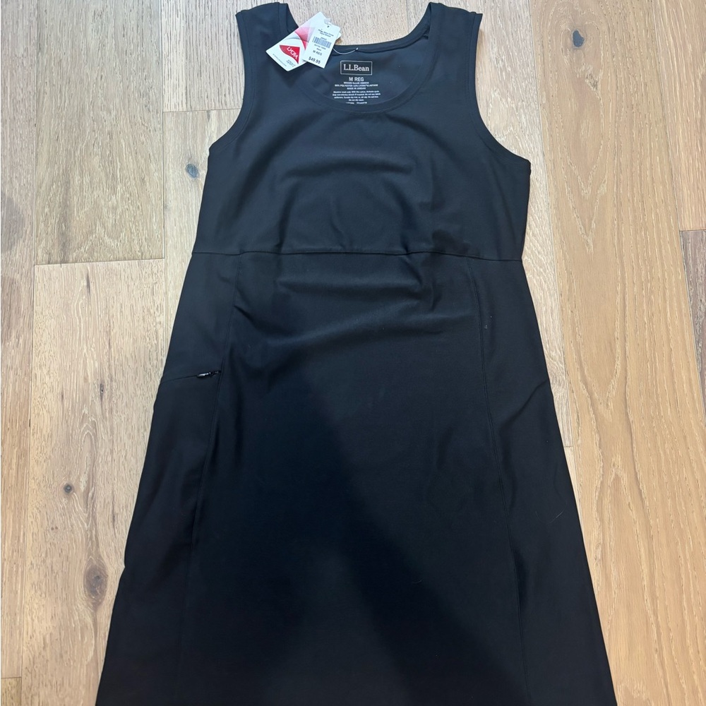 NWT L.L. Bean Women's Black Sleeveless Day Dress